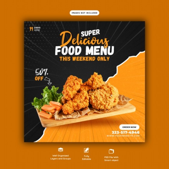 Delicious Fast Food & Snacks Product Main Image PSD Template